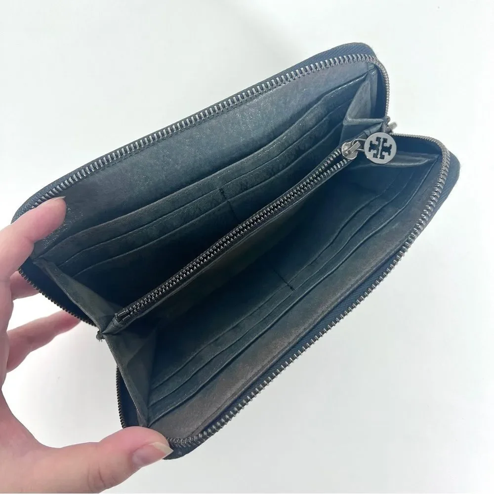 Tory Burch Grey Metallic Wallet